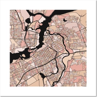 Ottawa Map Pattern in Soft Pink Pastels Posters and Art